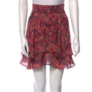 ALC floral print silk mini skirt with elastic waistband